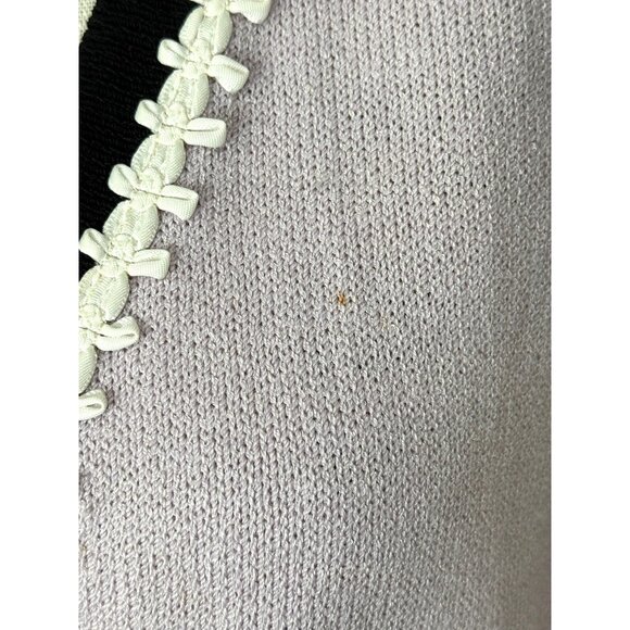 St. John Collection Santana Knit Cardigan Lilac W/ Black White Trim Size 8 -READ - Picture 5 of 14
